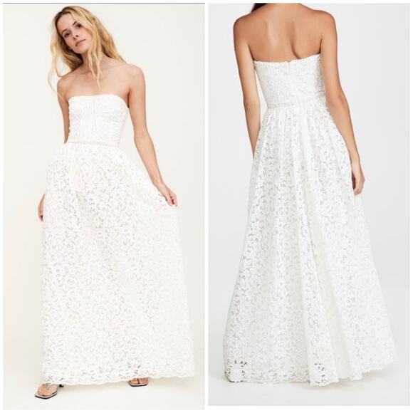 Jonathan Simkhai Strapless Lace Bridal Dress Convertible White Size 6 - Picture 1 of 11
